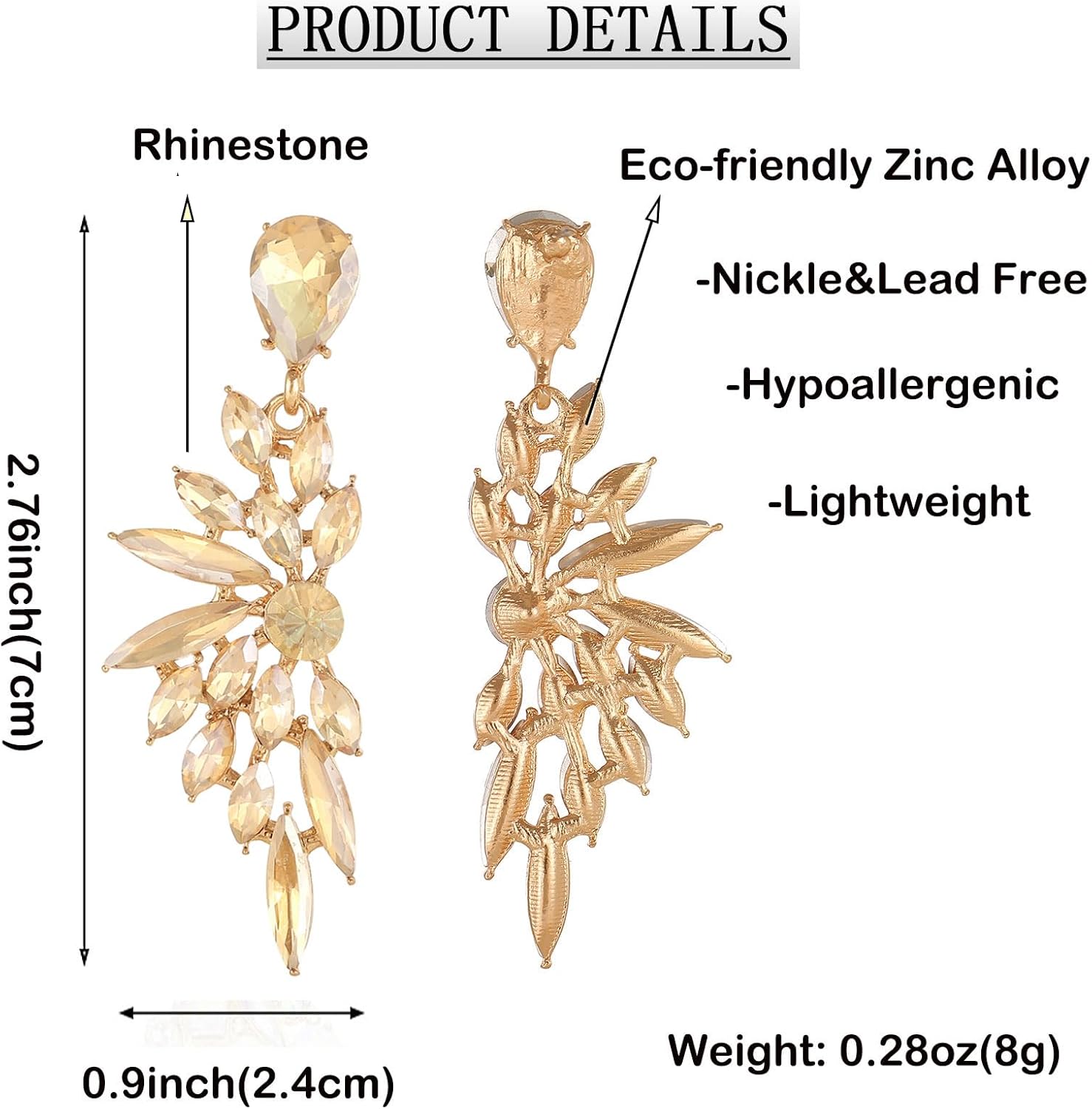 Rhinestone Statement Earrings Cluster Crystal Drop Dangle Earrings Teardrop Chandelier Earring Dangling Prom Wedding Bridal Earrings for Women - Image 6