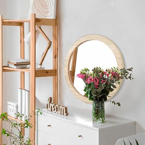 Miniatura 38 de JJUUYOU Espejo de pared circular de 16 pulgadas, espejo de pared redondo para baño, espejo circular de granja, decoración de pared de baño, espejo