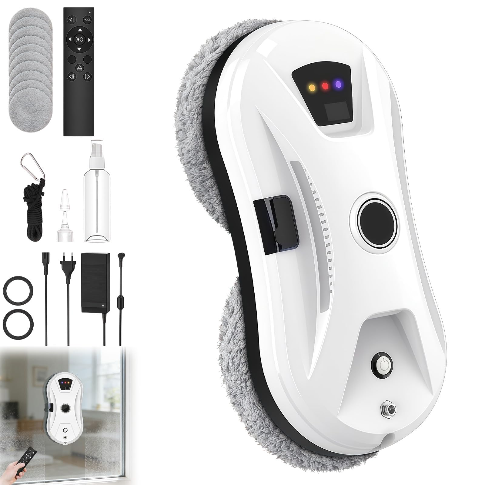 Roboclean Osmo Limpiacristales,Roboclean Osmo Cristales,3 Modos Automáticos,Doble Sistema De Fregado En Espiral,para Ventanas,Azulejos