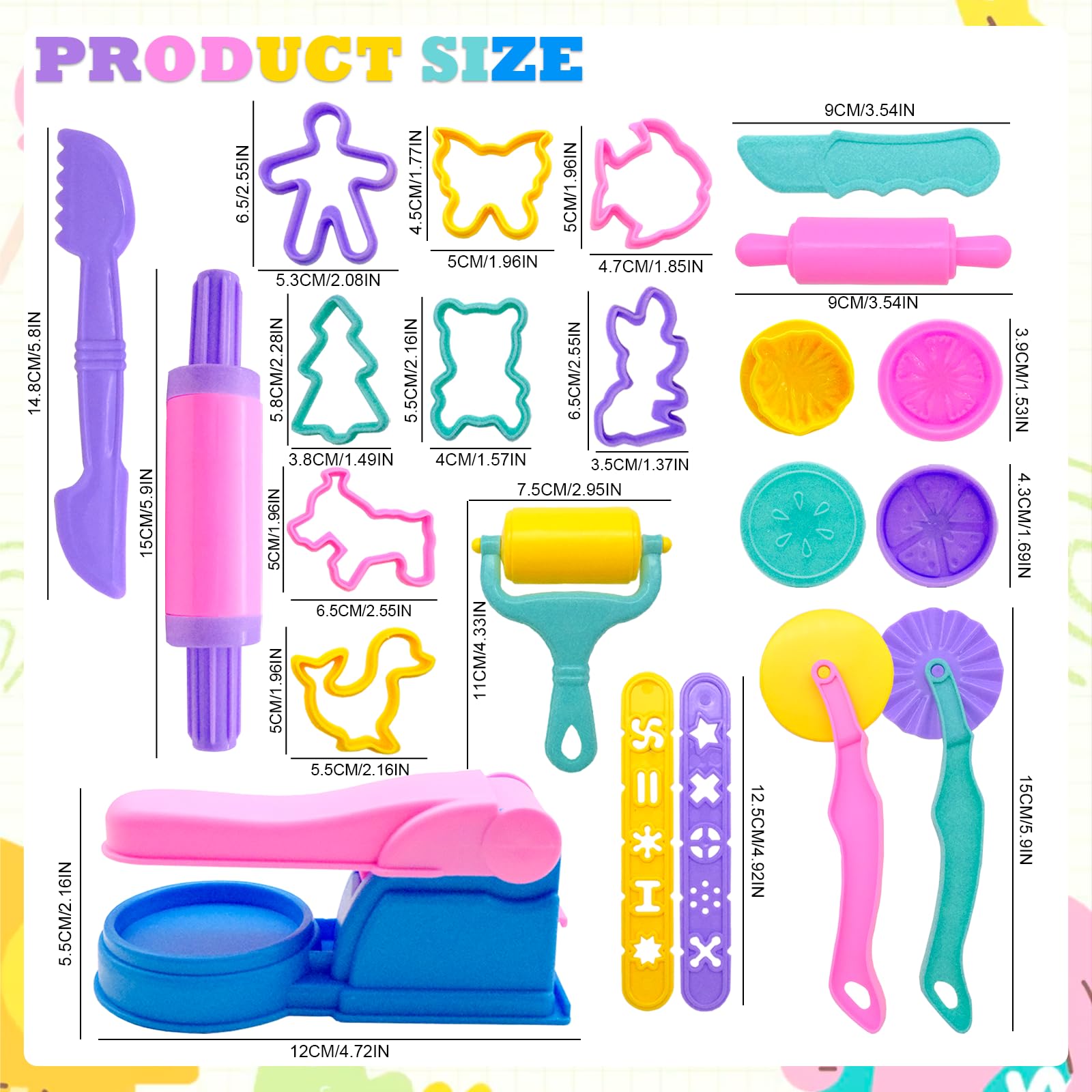 Exyvox Set di Plastilina con 29 Pezzi di Attrezzi e Forme da Taglio, Giocattolo per Bambini, Scopri Ore Creative con Accessori di Pasta Modellabile di Alta Qualità, Ideale come Regalo per Bambini