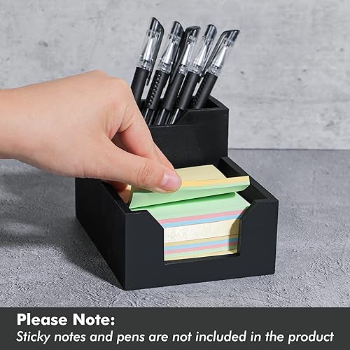 Miniatura 5 de Kamehame Soporte para notas adhesivas negro, soporte de notas de silicona con ranuras para bolígrafo o tarjetas, dispensador de notas adhesivas, se