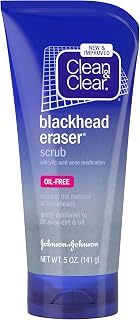 Clean & Clear Blackhead Eraser Scrub: 2% Salicylic Acid Oil-Free Exfoliating Face Wash for Blackheads, Acne-Prone Skin, 5oz