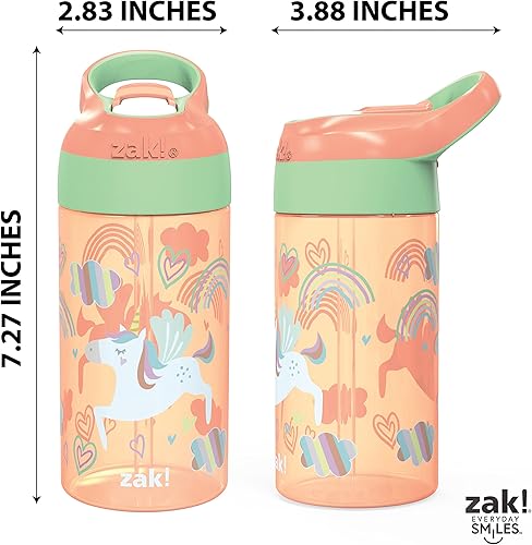 Miniatura 8 de Zak Designs Riverside - Botella de agua para niños de 16 onzas con tapa de boquilla y lazo de transporte integrado, hecha de plástico duradero,