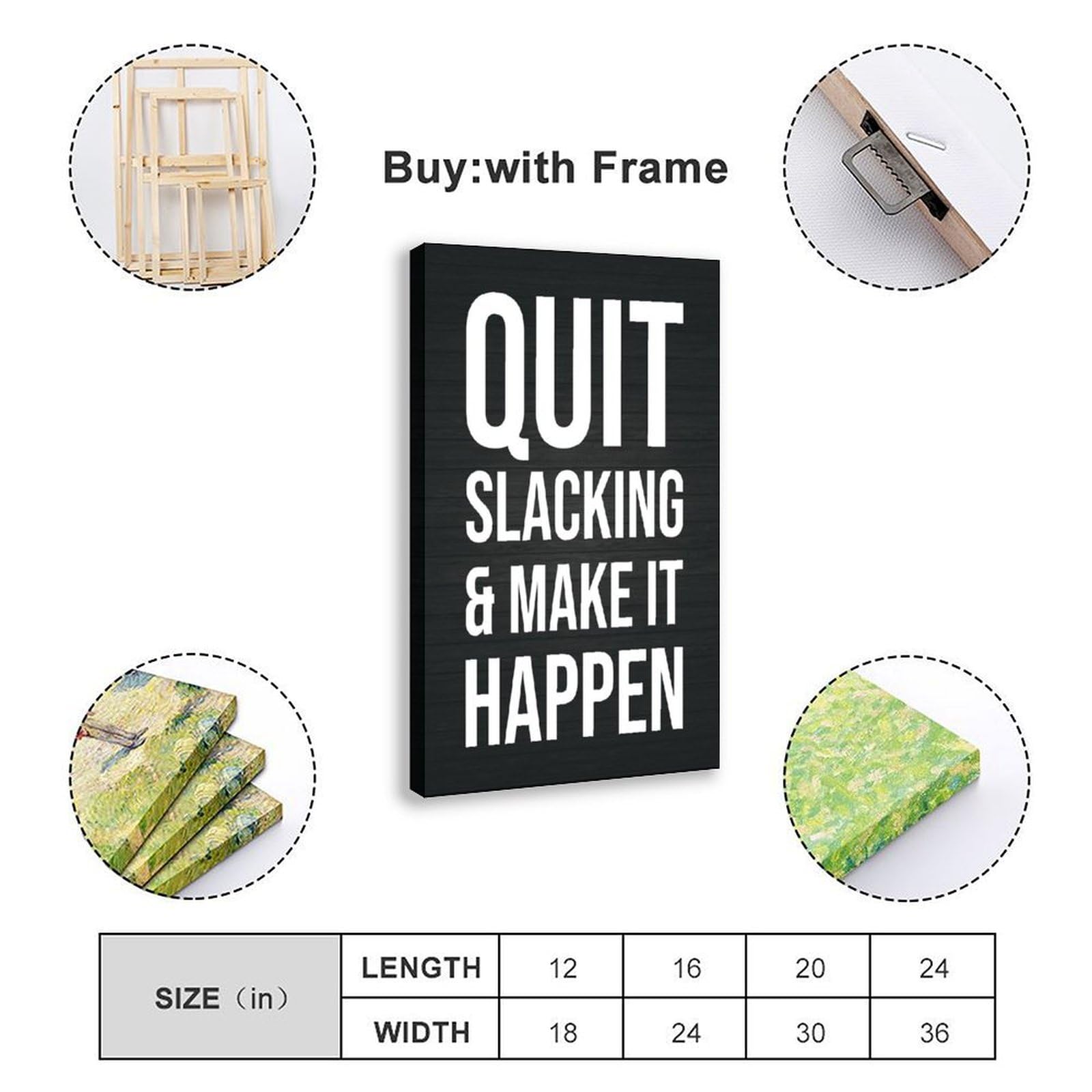 Póster motivacional para pared con texto en inglés "Quit Slacking" (30 x 45 cm)
