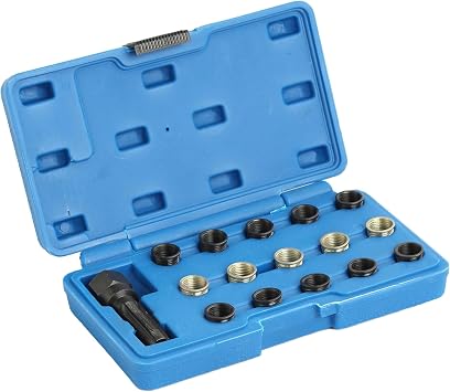 16pc Spark Plug Thread Repair Rethreading Tool Kit M16 Threaded Coil Insert