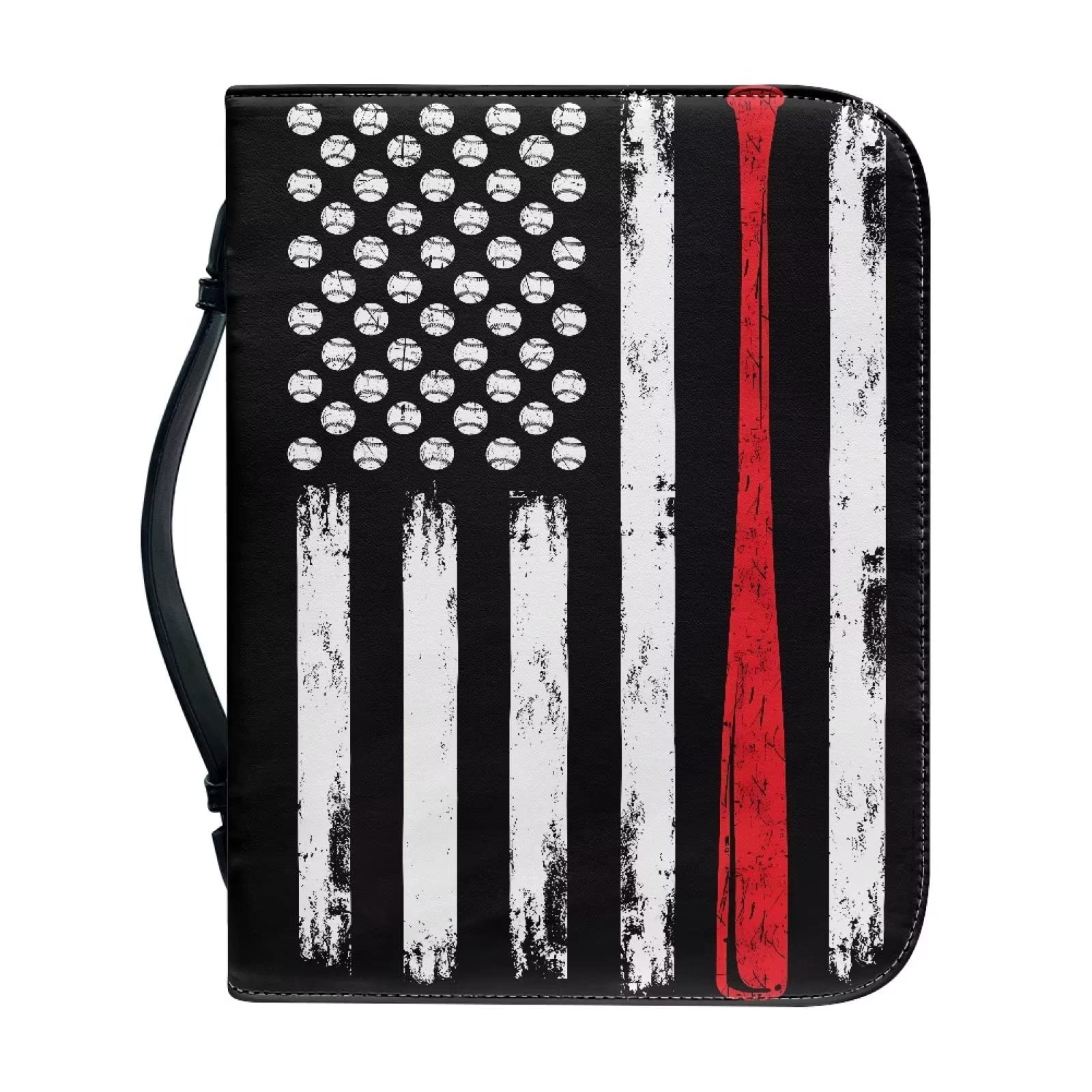 Talayituse Baseball American Flag Pattern Bible Covers for Women Men PU Leather Bible Case Bible Bag Tote Book Carrying Case Christian Bible Accessories with Handle, L โ image 1