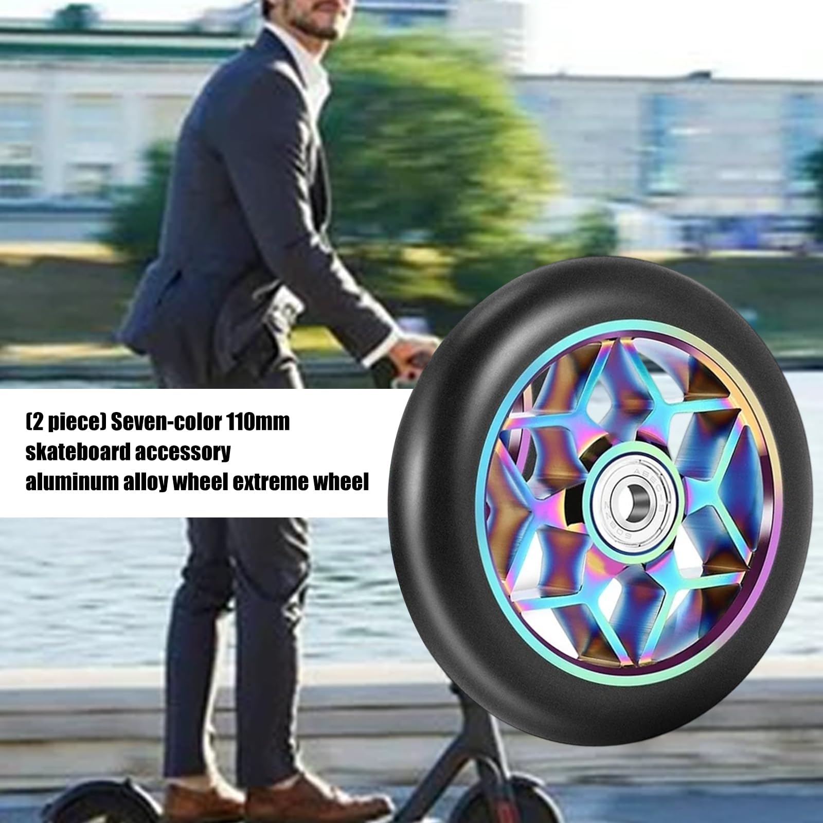 Roues de Remplacement pour Scooters, 2 Lots, avec roulements, en Alliage d ' Aluminium, pour Un Cyclisme agressif, durabilité