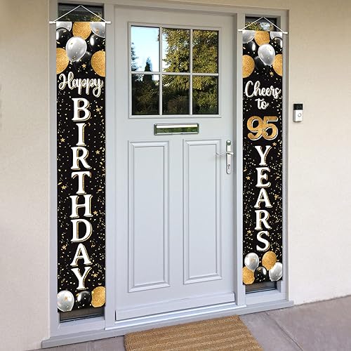 Miniatura 73 de Cartel de puerta de feliz cumpleaños 18 en negro y dorado – Fondo de bienvenida a los dieciocho años de edad, decoración de fiesta de cumpleaños