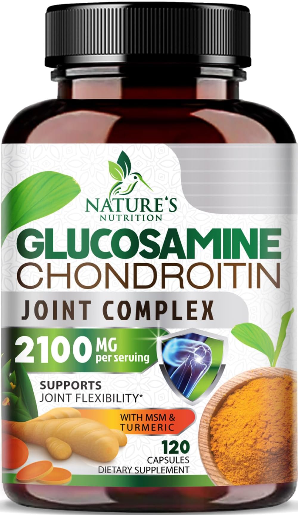 Glucosamine Chondroitin MSM - Triple Strength Joint Support Supplement for Joint Mobility and Cartilage Support For Men and Women - Glucosamine Supplements with Turmeric & Boswellia - 120 Capsules