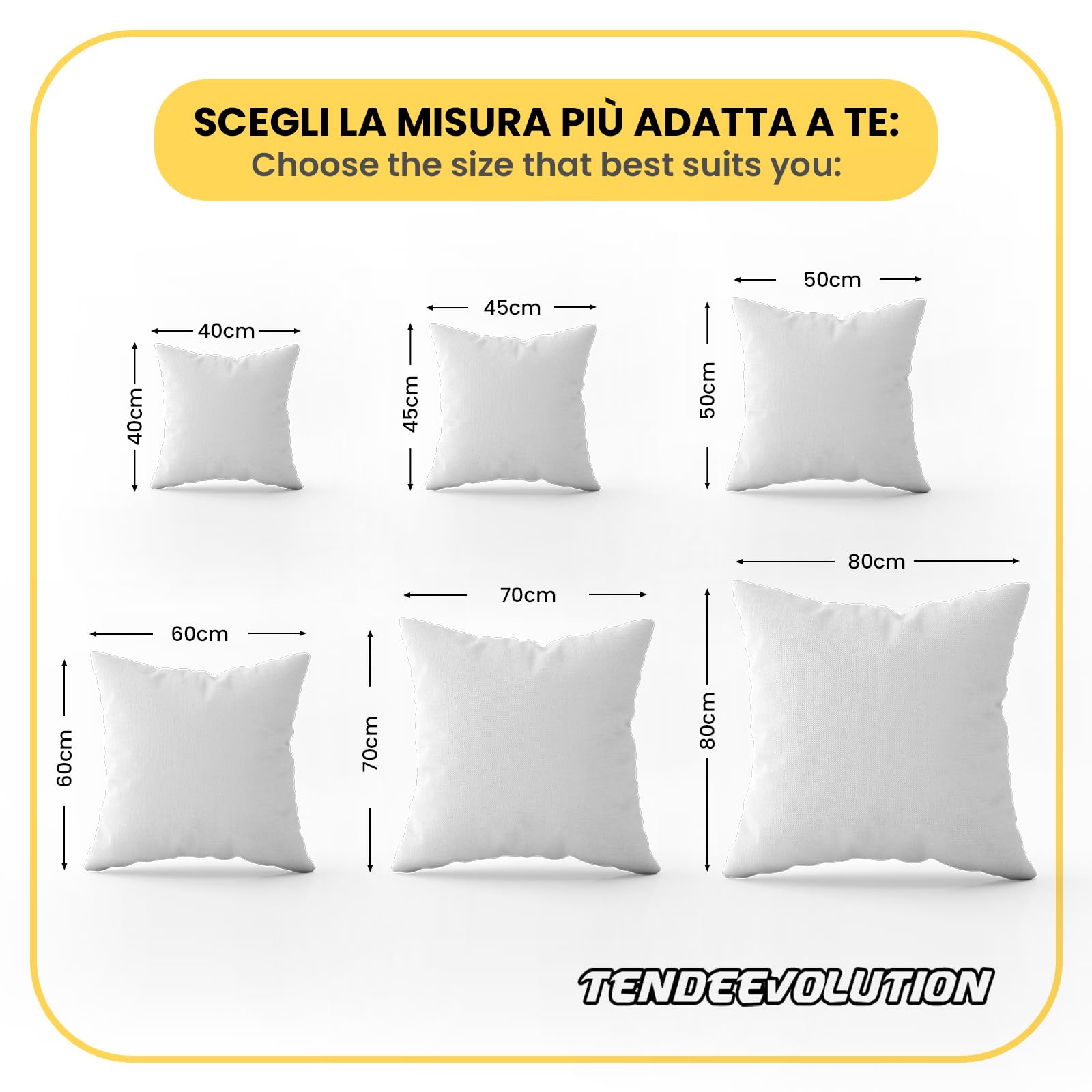 Cuscino divano TENDEEVOLUTION 70x70 cm Poliestere Anallergico Fodera TNT