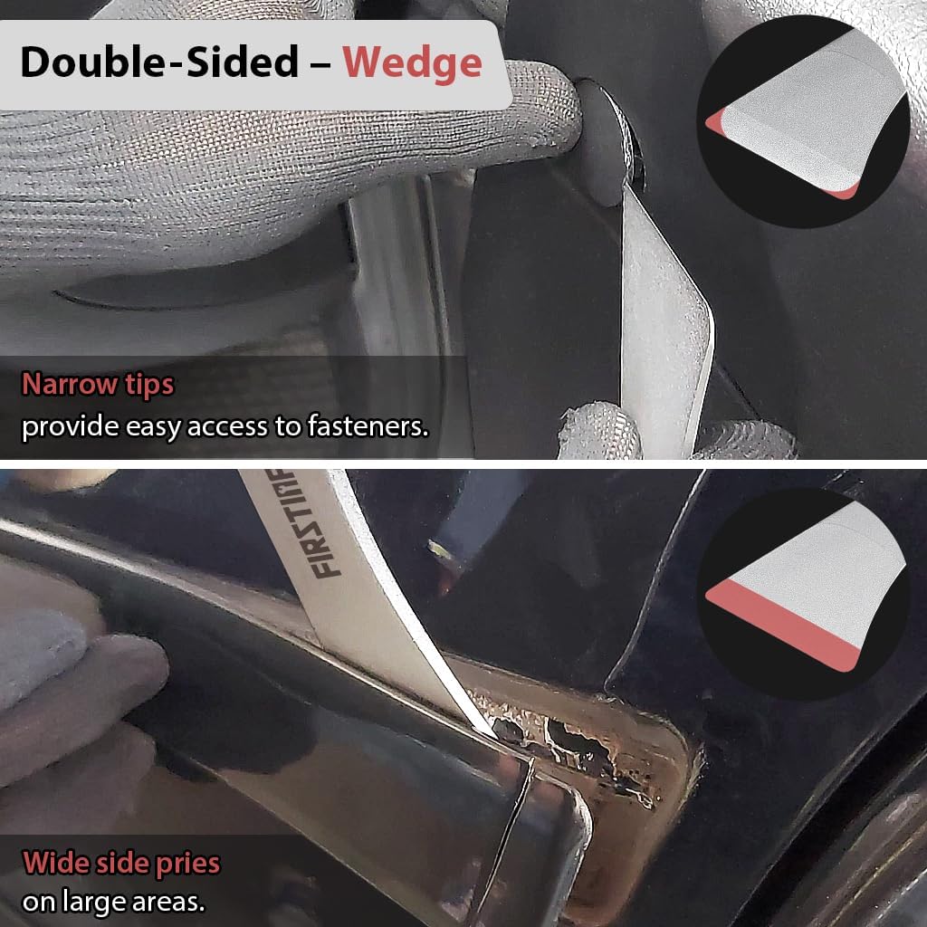 FIRSTINFO Double-sided Trim Removal Metal Pry Bar, Pocket Mini Pry Bar | Panel Removal Tool, Hardness HRC 43-47, H5410A