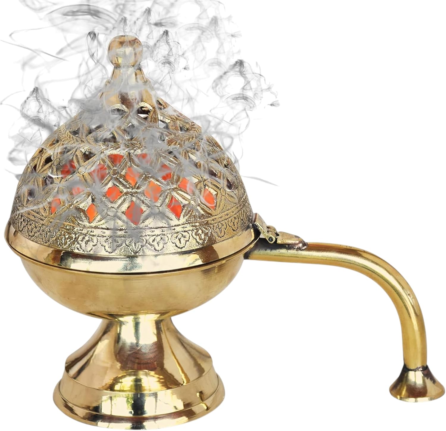 Brass Dhuna Loban Burner || Dhuni Dhoop Dani || Loban Burner | Brass Incense Holder for Loban, Elegant and Traditional Dhoop Dani for Purifying Home (11.5 * 11 * 6.75)