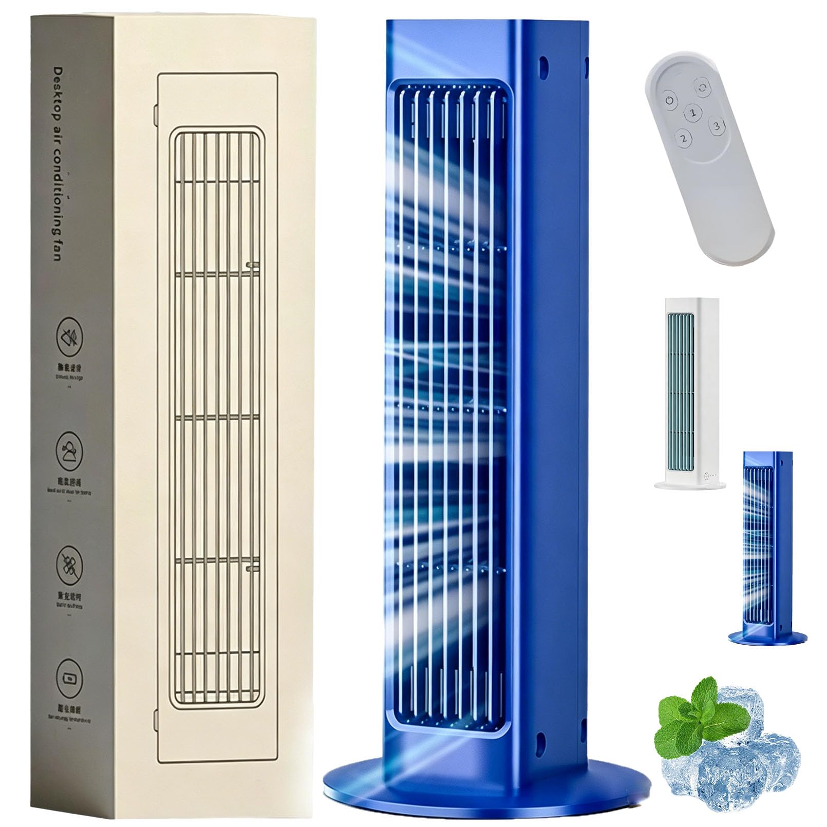 PolarBreeze 2026 Upgrade Rechargeable Fan, 3 Speed Portable Fan, Rapid Cooling & Ultra Quiet, Wall Mount or Standing, No Drilling, for Bedroom Office (Blue,Rechargeable(With Remote))