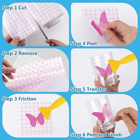 Transfer Tape for Vinyl - 12 in X 16.4 Ft Clear Vinyl Transfer Paper Roll with Red Alignment Grid for Crafts,Decals,Walls,Doors,Windows