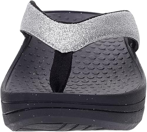 Whitin Women's Platform Flip Flops With Arch Support Orthotic Slides Plantar Fasciitis Size 7 7.5 Beach Sandals Wedge Chunky Heels Chanclas Para Mujer Bling Waterproof Pool Grey 37 #TOP4