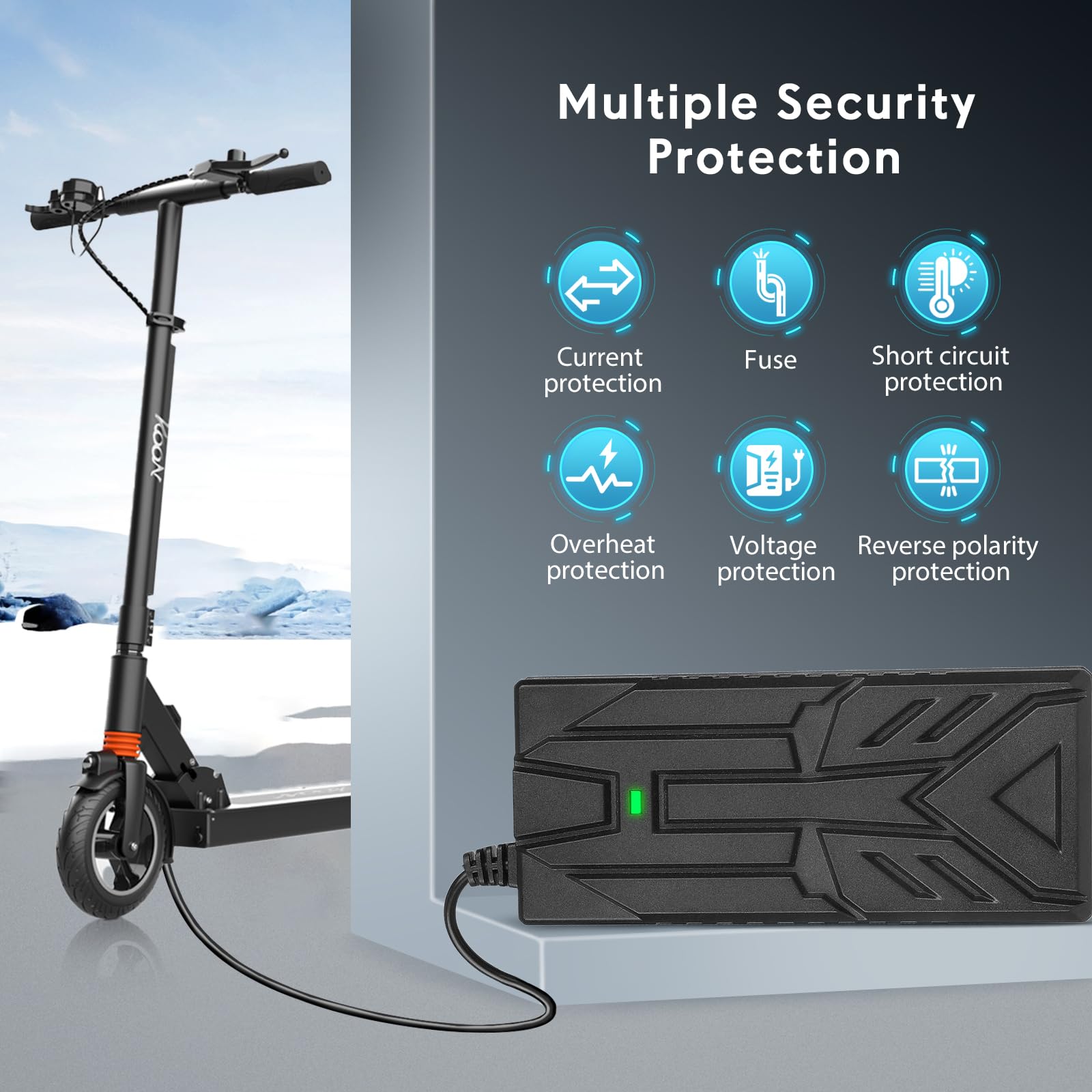 42V 2A Cargador Patinete Electrico para Xiaomi M365,Pro,Pro 2,Mi 3,1s,Mi 4, 4 Lite, 5 Elite，36V Universal de baterías Litio Carrgador Patinete Electrico para Ninebot，85W AC Cargador rápida EU