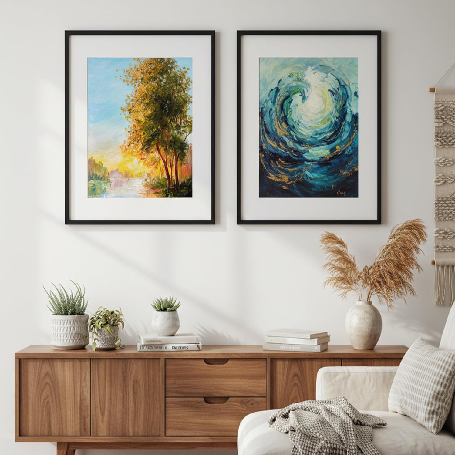 Fixwal 18x24 Picture Frame Set of 2, Black Poster Frames for Wall Display with Mat for 16x20 Pictures