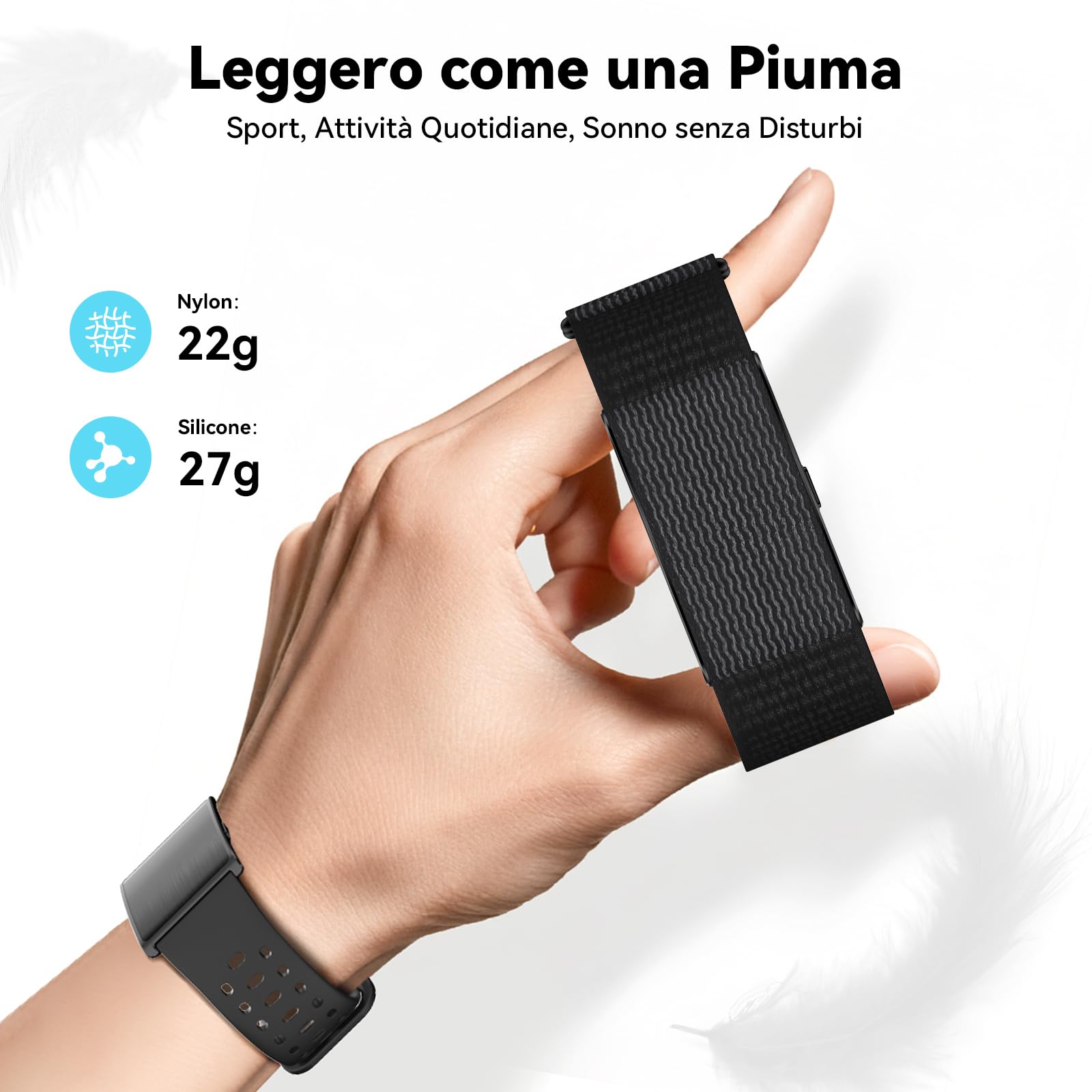 Fitness Tracker Smartwatch senza Schermo per Uomo Donna Nero | 24/7 Frequenza Cardiaca & Sonno con Analisi AI, Durata 60 Giorni, 170+ Modalità Sport, Non Abbonamento Richiesto