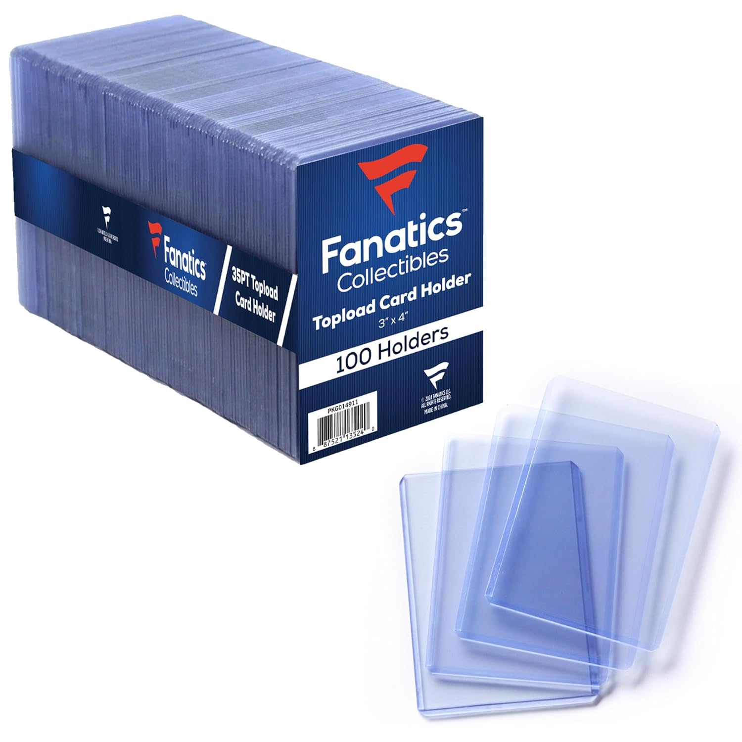 Fanatics Collectibles 35pt 3x4 Top Loaders 100 Count - Standard Size Clear Rigid Card Holders for Trading Card