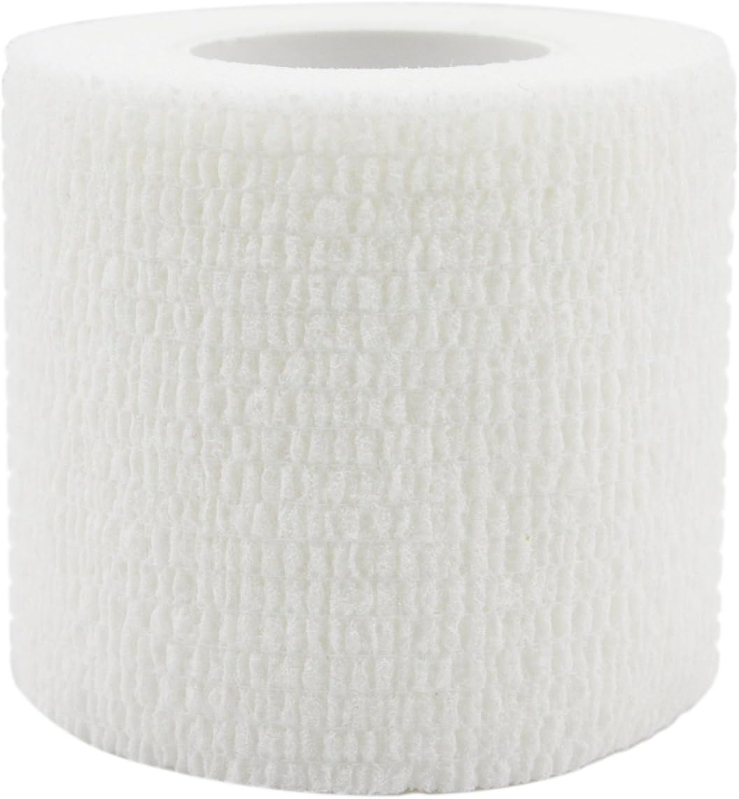Vet Wrap Medical Tape for Skin Bandage Tape Vet Tape Cohesive Bandage 2 inch x 6 Pack White Fabric Bandages Self Sticking Bandage Self Adhering Bandage Wrap Stretch Self Adhesive Tape