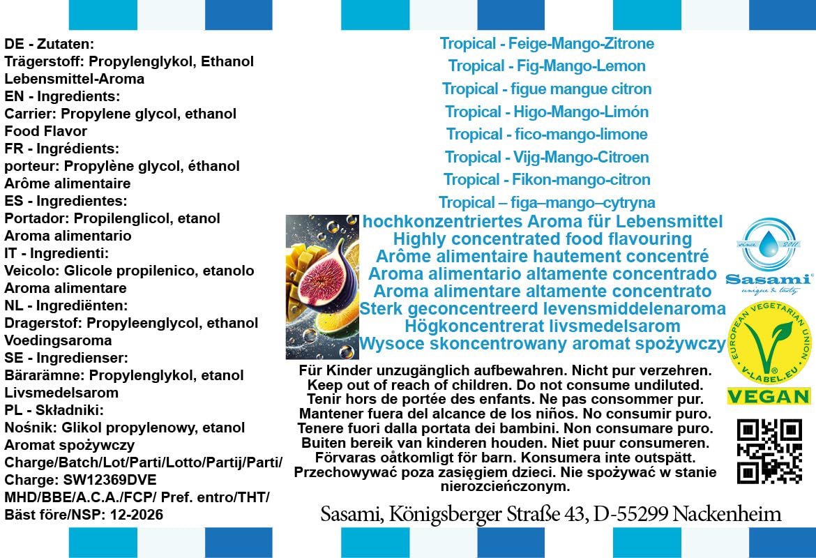 Tropical – figa–mango–cytryna aromat koncentrat – Wegański – Sasami – 100ml