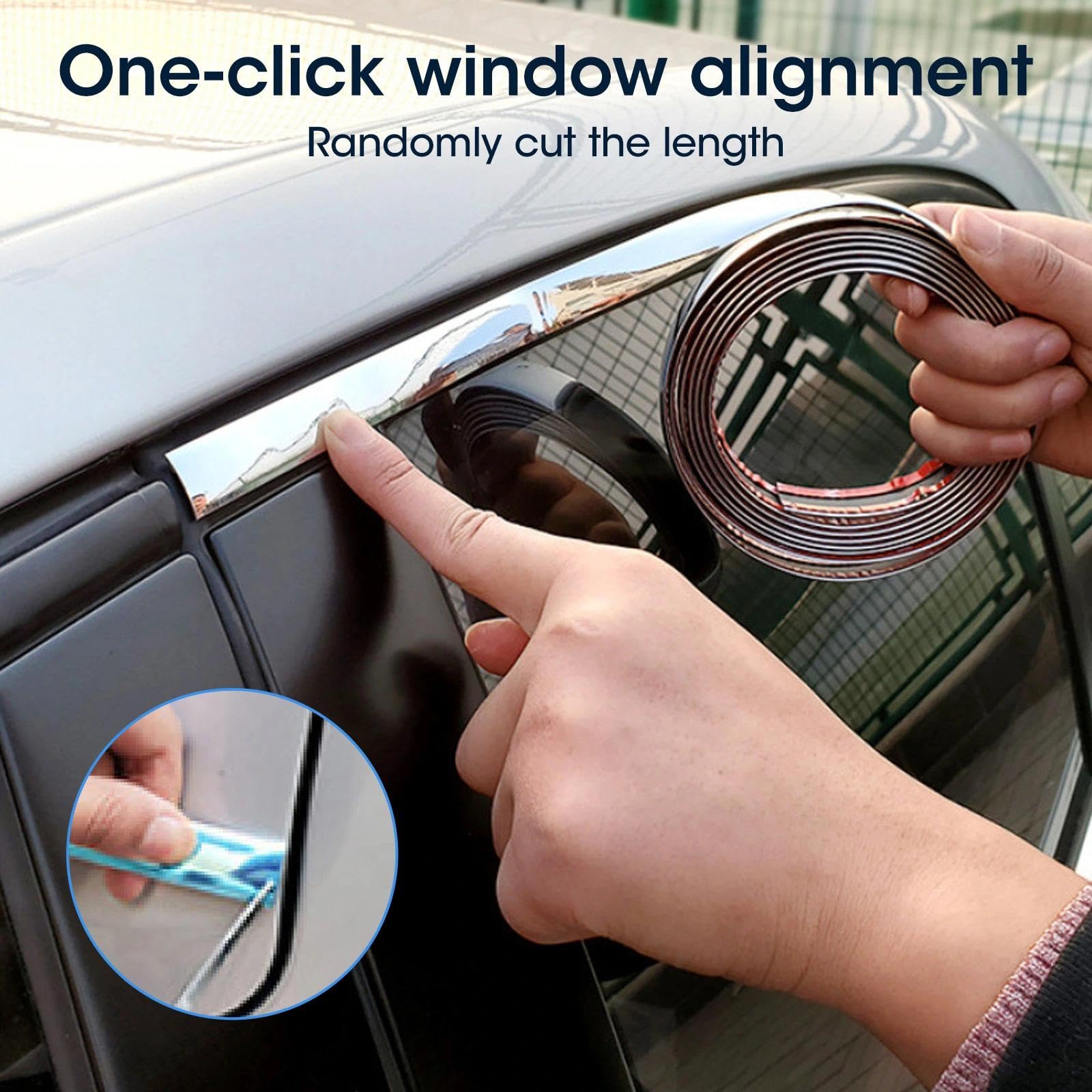 Striscia Adesiva Cromata 20mm x 5m PVC Autoadesivo Argento Brillante per Auto Finestrini Porte