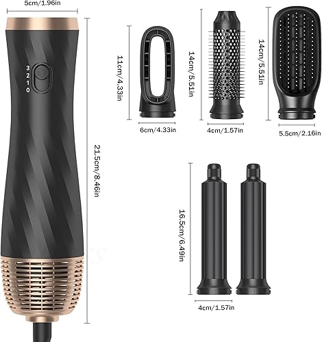 Miniatura 6 de Juego de estilizadores de secador de pelo, cepillo de aire caliente 5 en 1, rizadores y alisadores y voluminizadores Pro Kit, tecnología iónica,