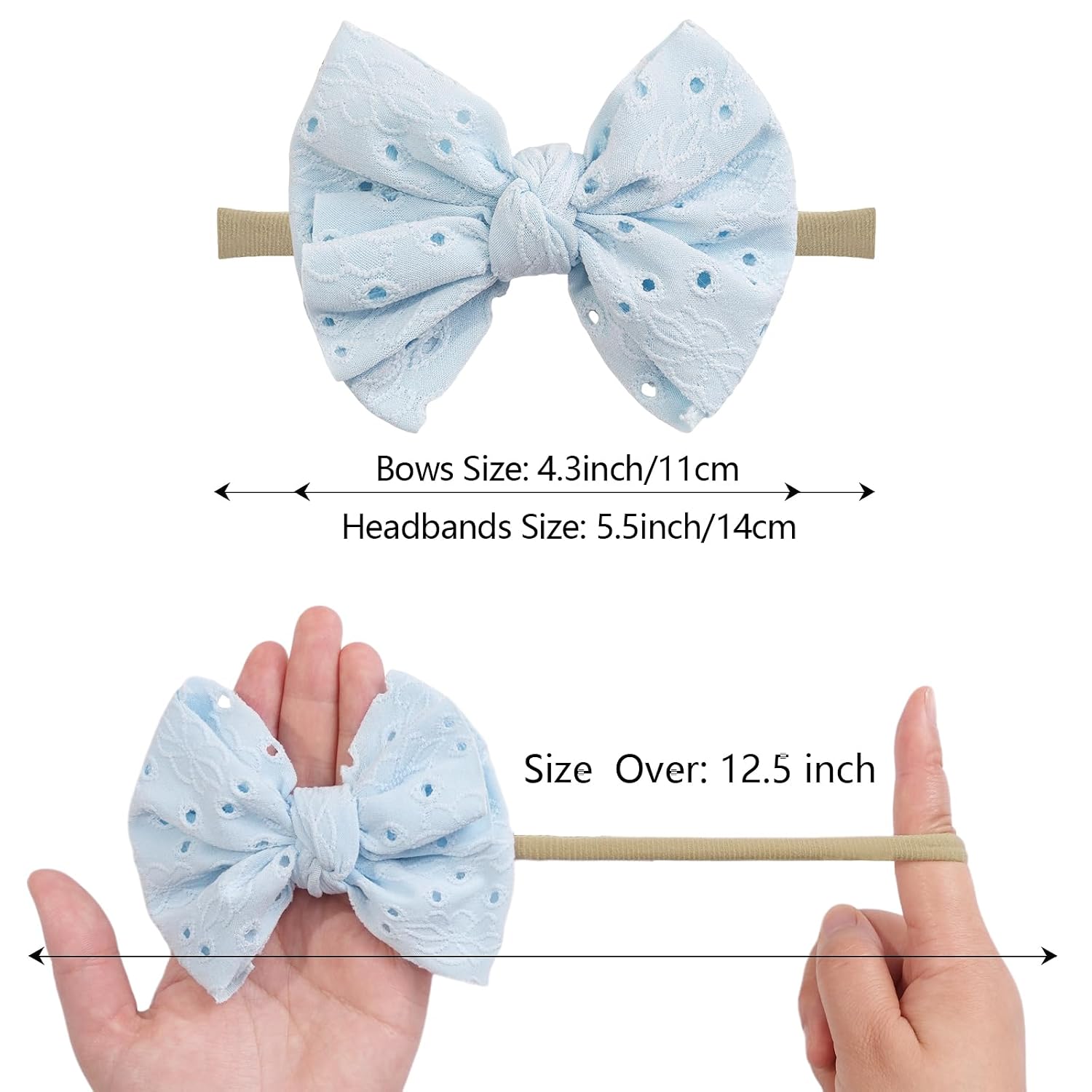 DED 6 Pcs Baby Girls Soft Nylon Headbands with Hair Bow Hairbands Elastic Hair Accessories for Newborn Infant Toddler Kids