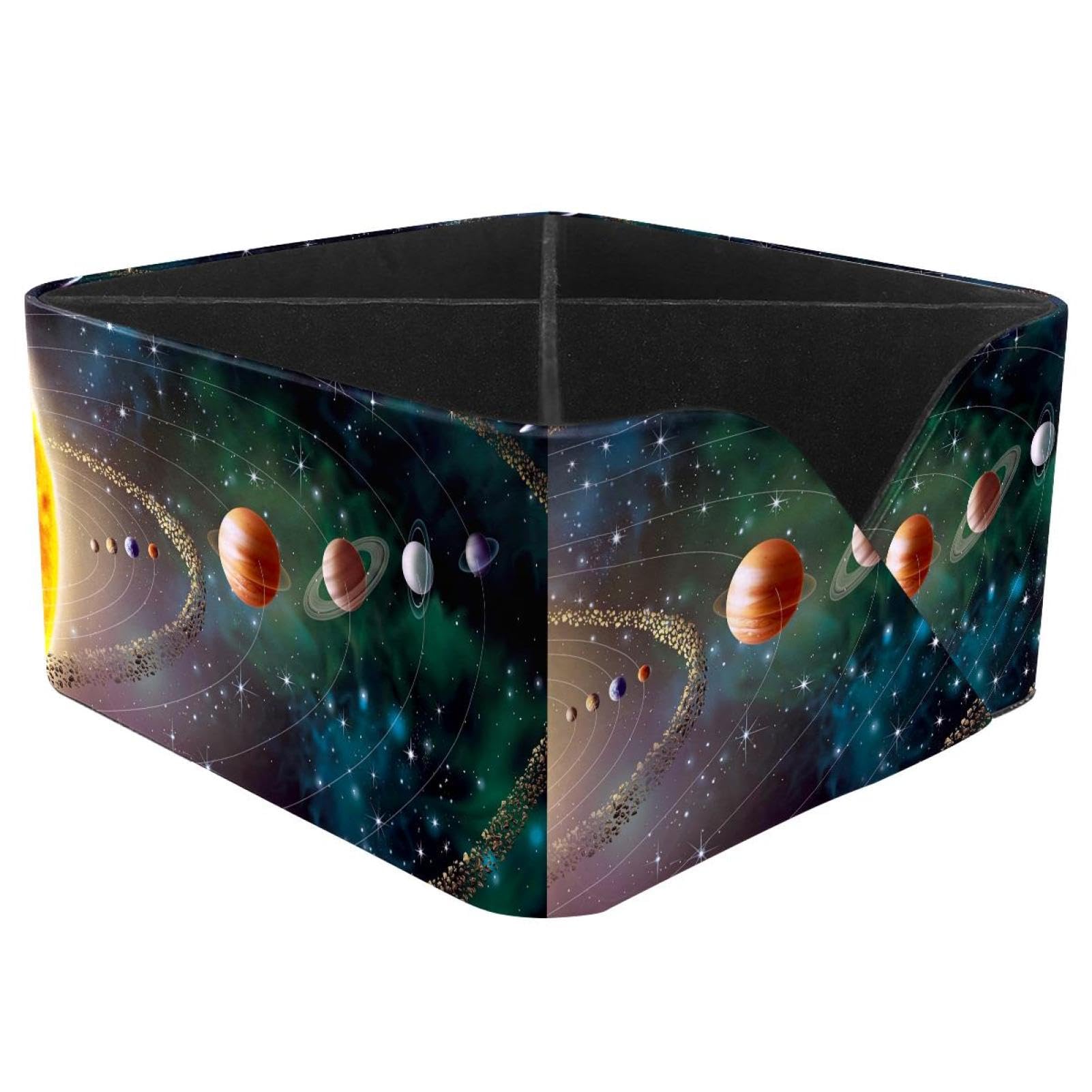 KengjuTesu Solar System Planets Galaxy Space Desktop Organizer Pen Holder, Rectangular Pencil Cup for Office, Study and Makeup Stations