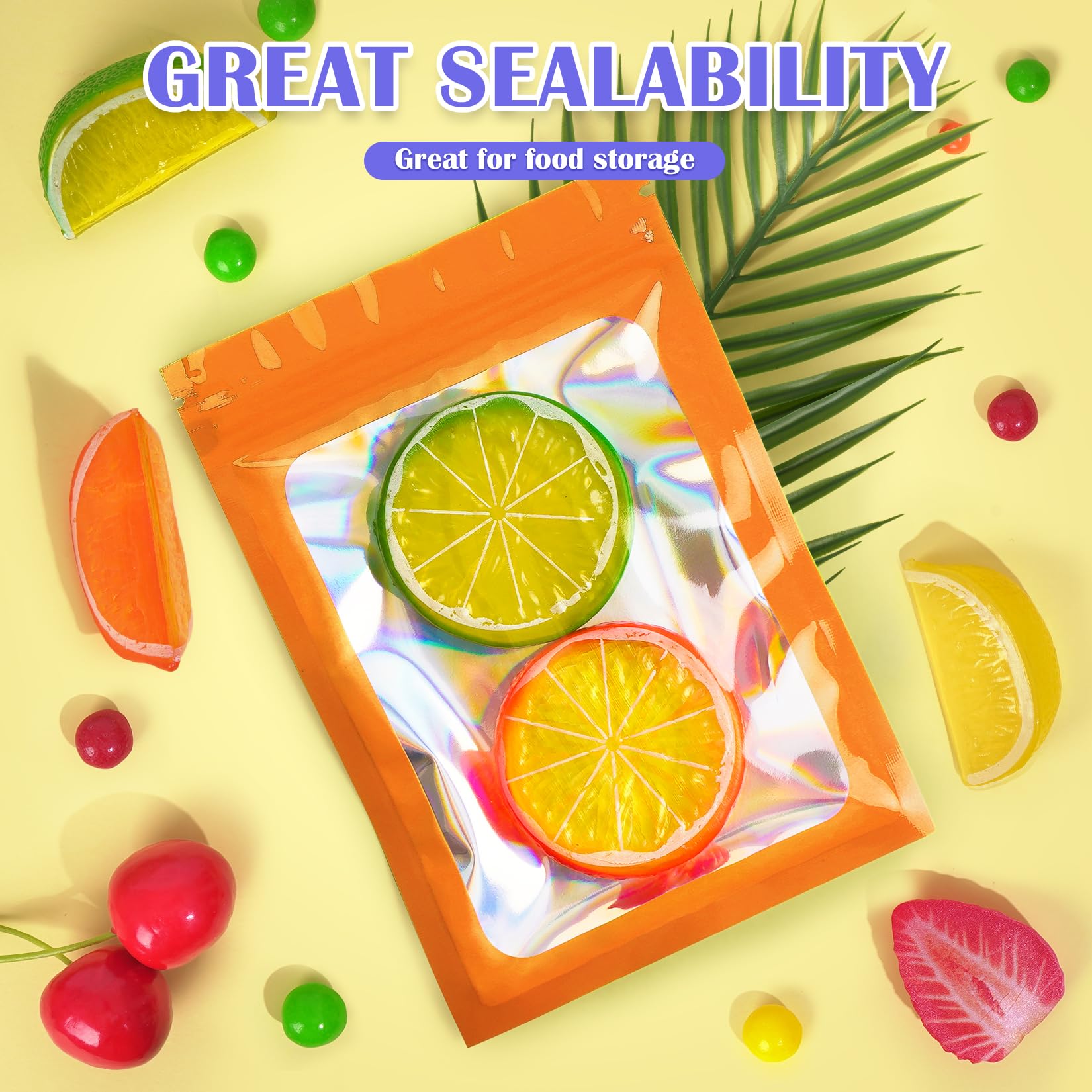 JETMORE 300 bolsas de Mylar, bolsas de aluminio a prueba de olores, bolsas holográficas resellables para pequeñas empresas, bolsas de joyería de muestras de caramelos, embalaje sellable para