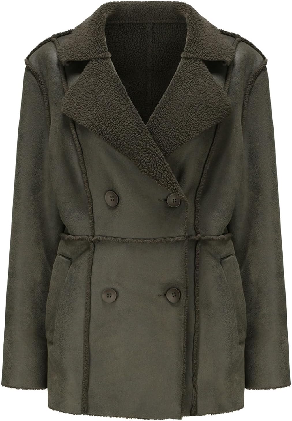 Women's Faux Shearing Moto Jacket Thick Lined Winter Shearling Coat Leather Jacket Moto Biker Jacket