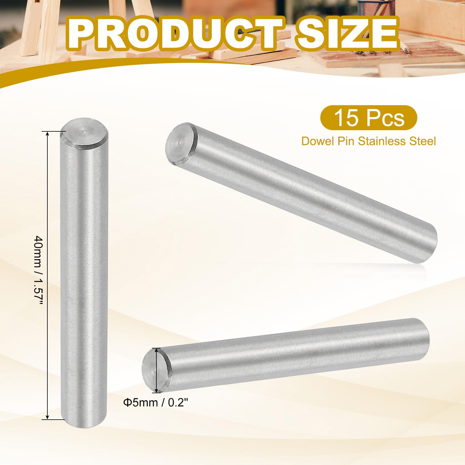 PATIKIL 5mm x 40mm Dowel Pin Stainless Steel - Image 2