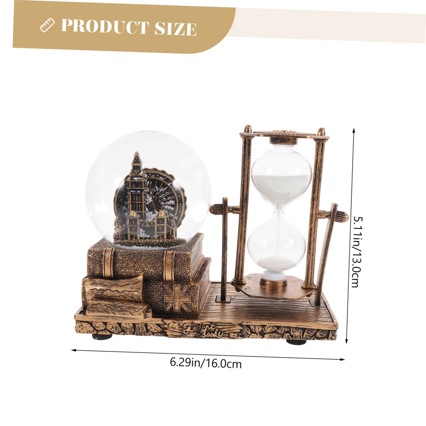 Vintage Tischdekoration Sanduhr Ornament aus Kunstharz mit Kristallkugel LED Licht Musikbox für Wohnzimmertisch Kreative Handgefertigte Wohnaccessoires