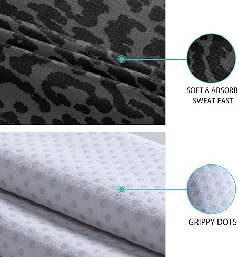 Miniatura 4 de YETTASBIN Toalla de yoga negra con estampado de leopardo, antideslizante, absorbente del sudor, toalla de yoga caliente, portátil, ligera, toalla de