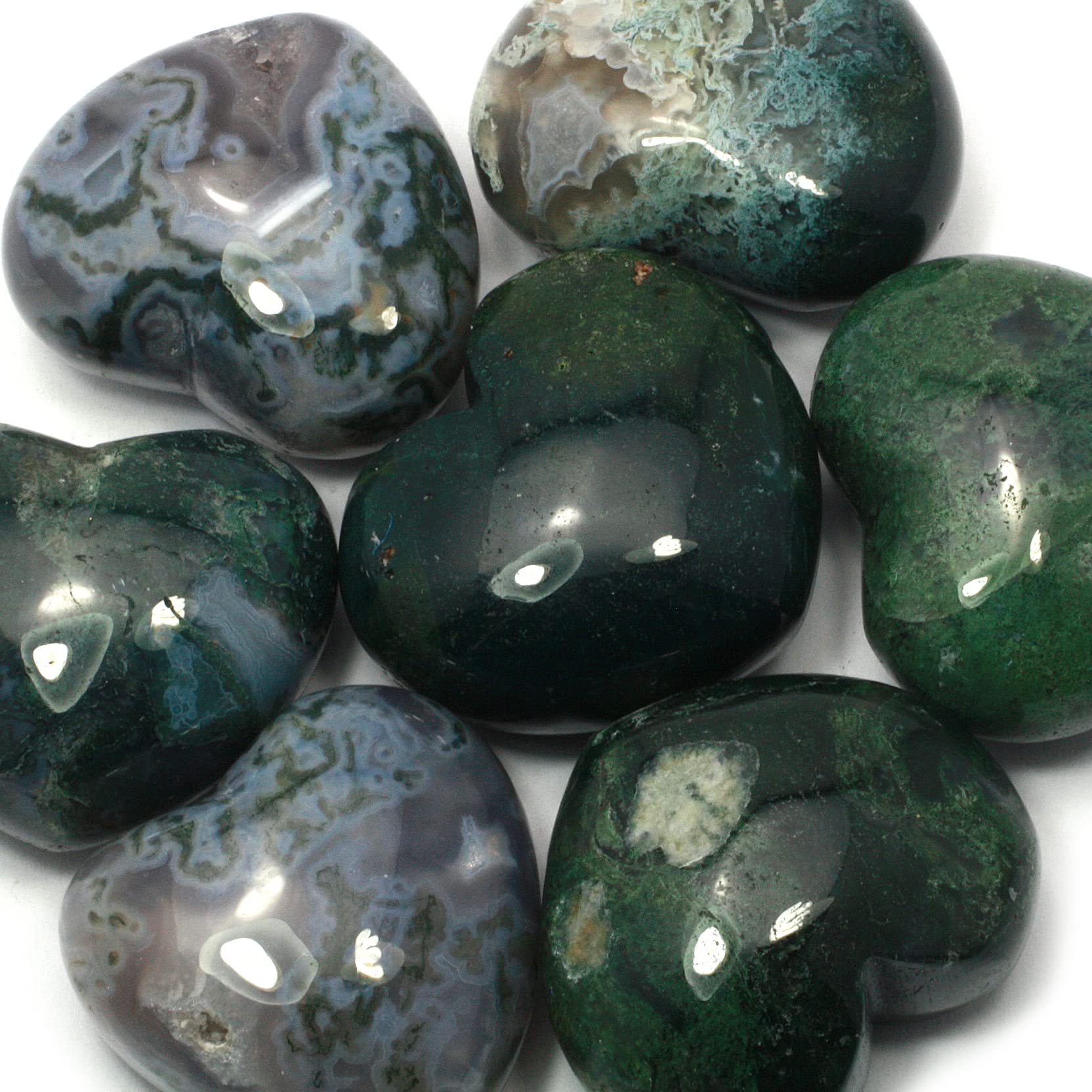 Moss Agate Crystal Heart ~45mm