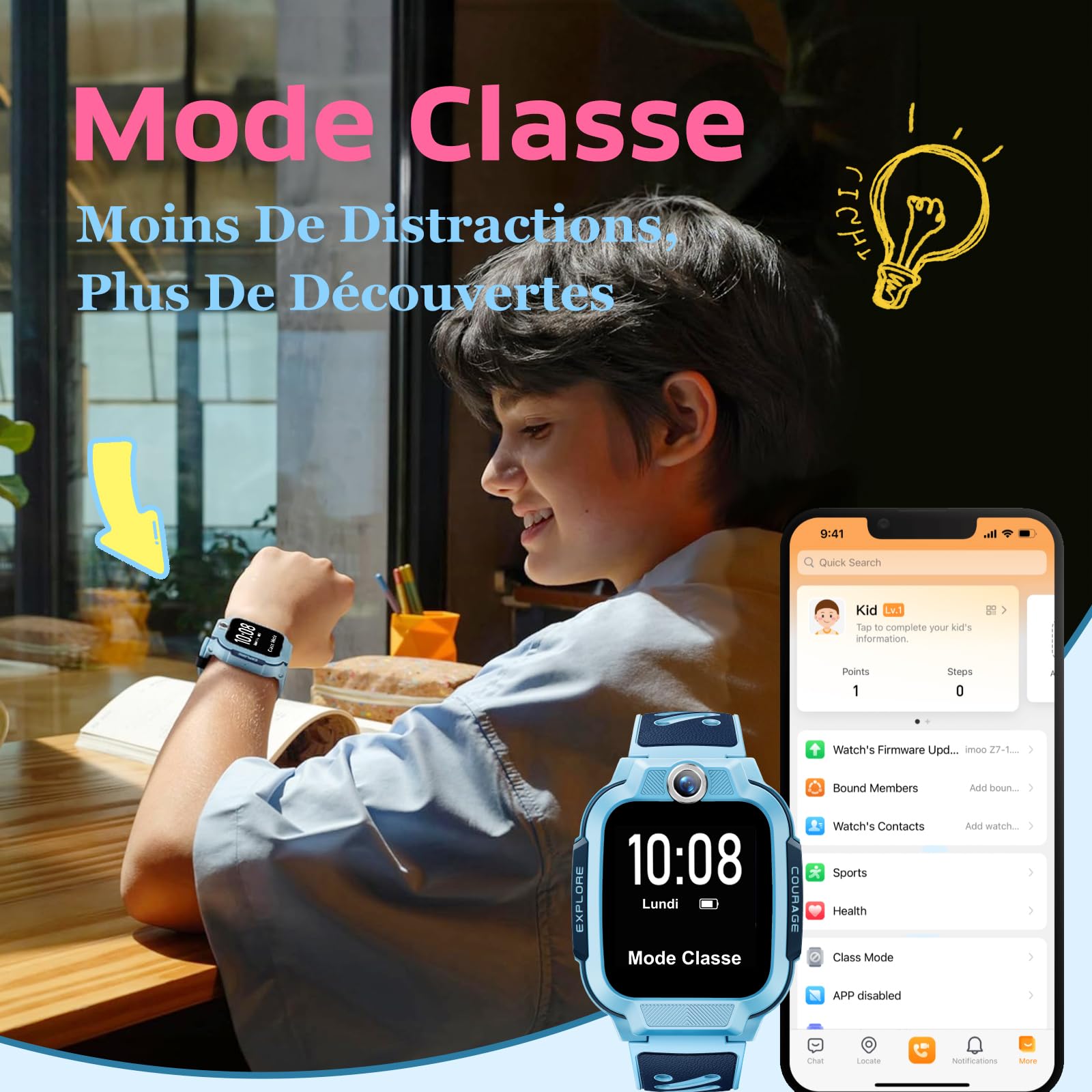 imoo Z3 Montre Connectée Enfant 4G avec GPS & Carte SIM, Appels Vidéo, WiFi, SOS, Étanche IP68 – Montre Téléphone pour Filles et Garçons(Bleu)