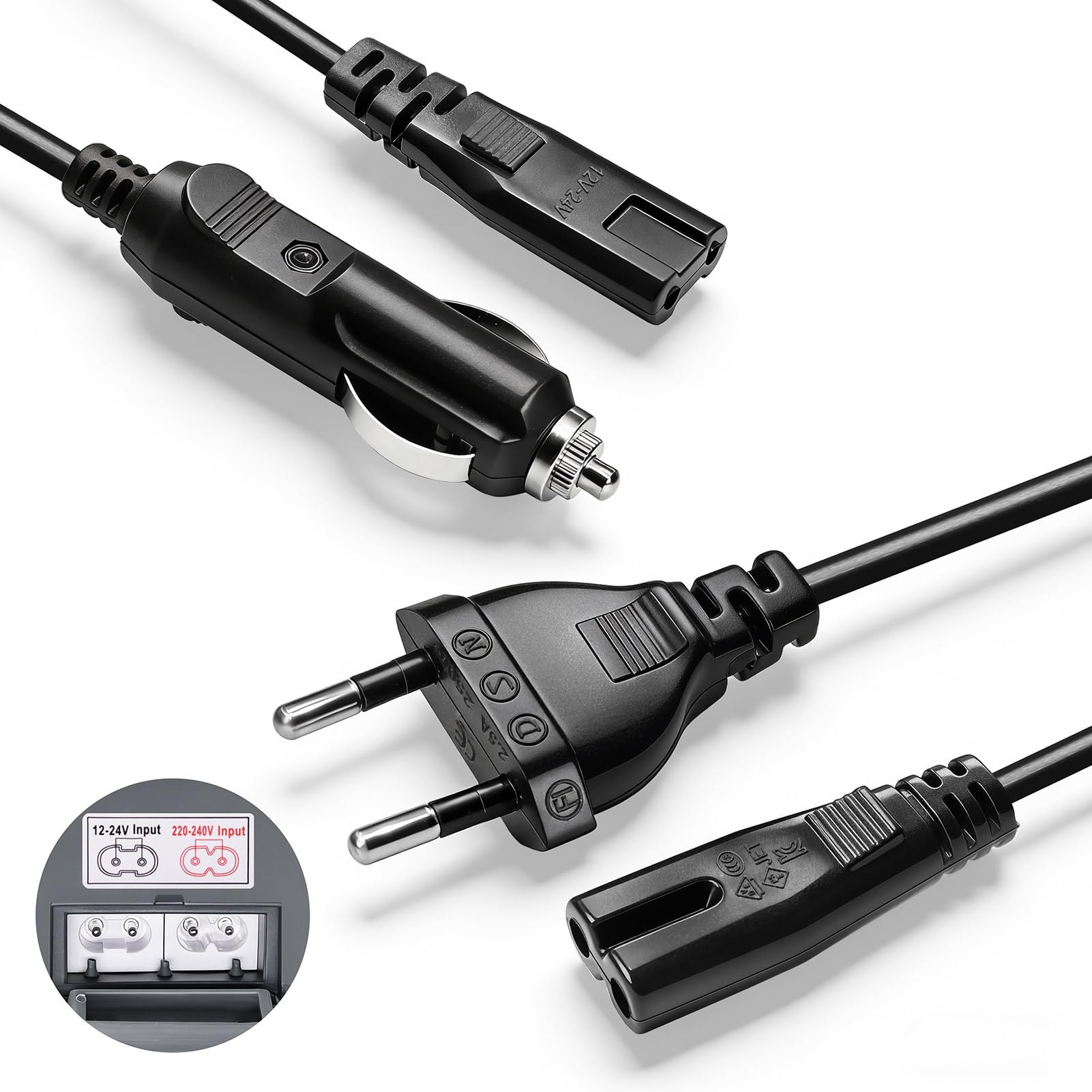 AUTOPkio 12V/24V 220V Cavo Alimentazione per Scaldavivande Elettrico, Adattatore Accendisigari per Auto Camion e Cavo per Domestico Ufficio, Compatibile con B0CGJ9VZ3V, B0DBLF6FM3, B0FLJ3GJHW
