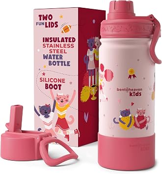 Bentoheaven Kids Water Bottle Stainless Steel for Boys & Girls, Pink