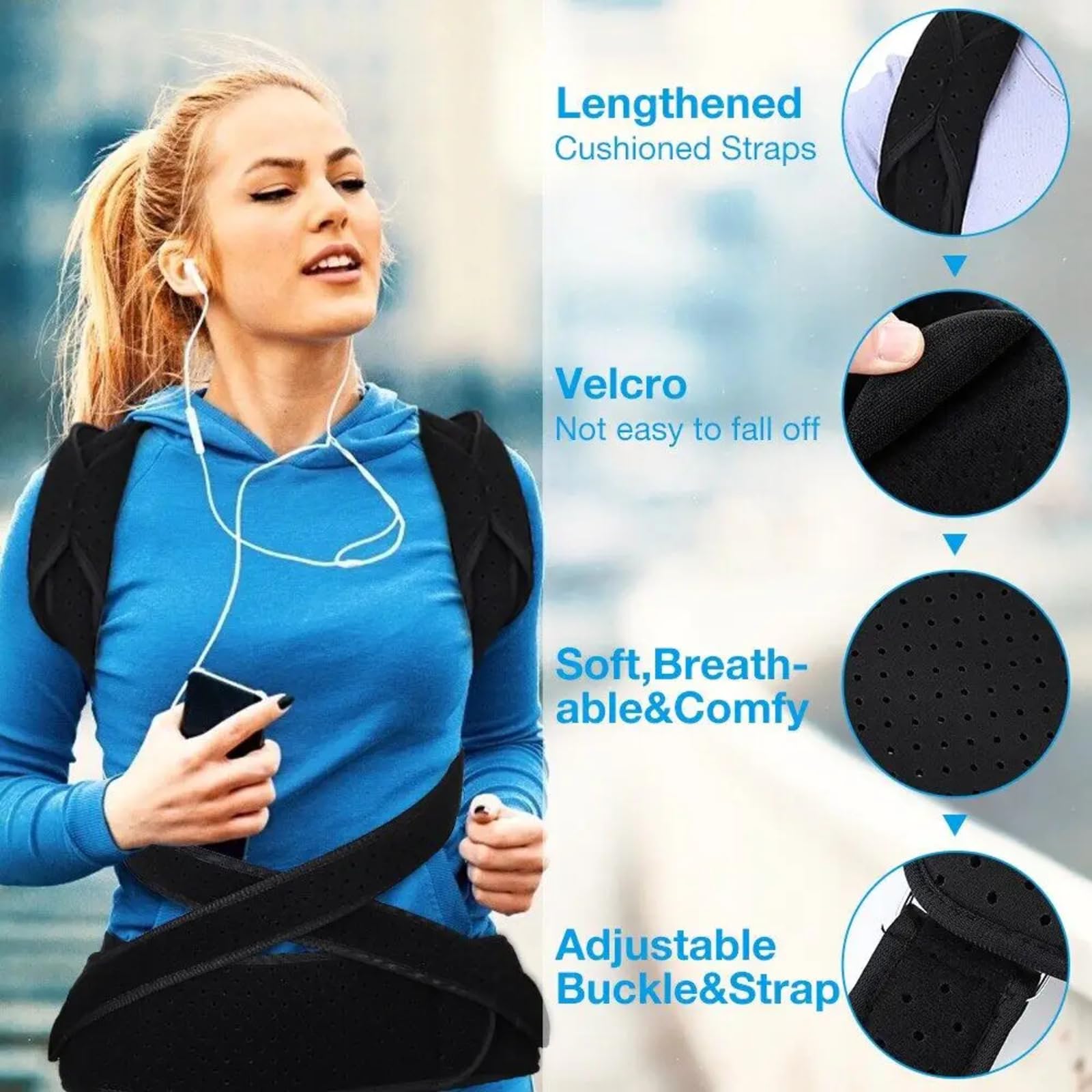 Busto Correttore Posturale Spalle, Fascia Schiena Lombare Supporto Dritta Schiena Postura Traspirante, Regolabile Uomo Donna per Alleviare I Dolori Della Parte Superiore, Migliorare la Postura (L)