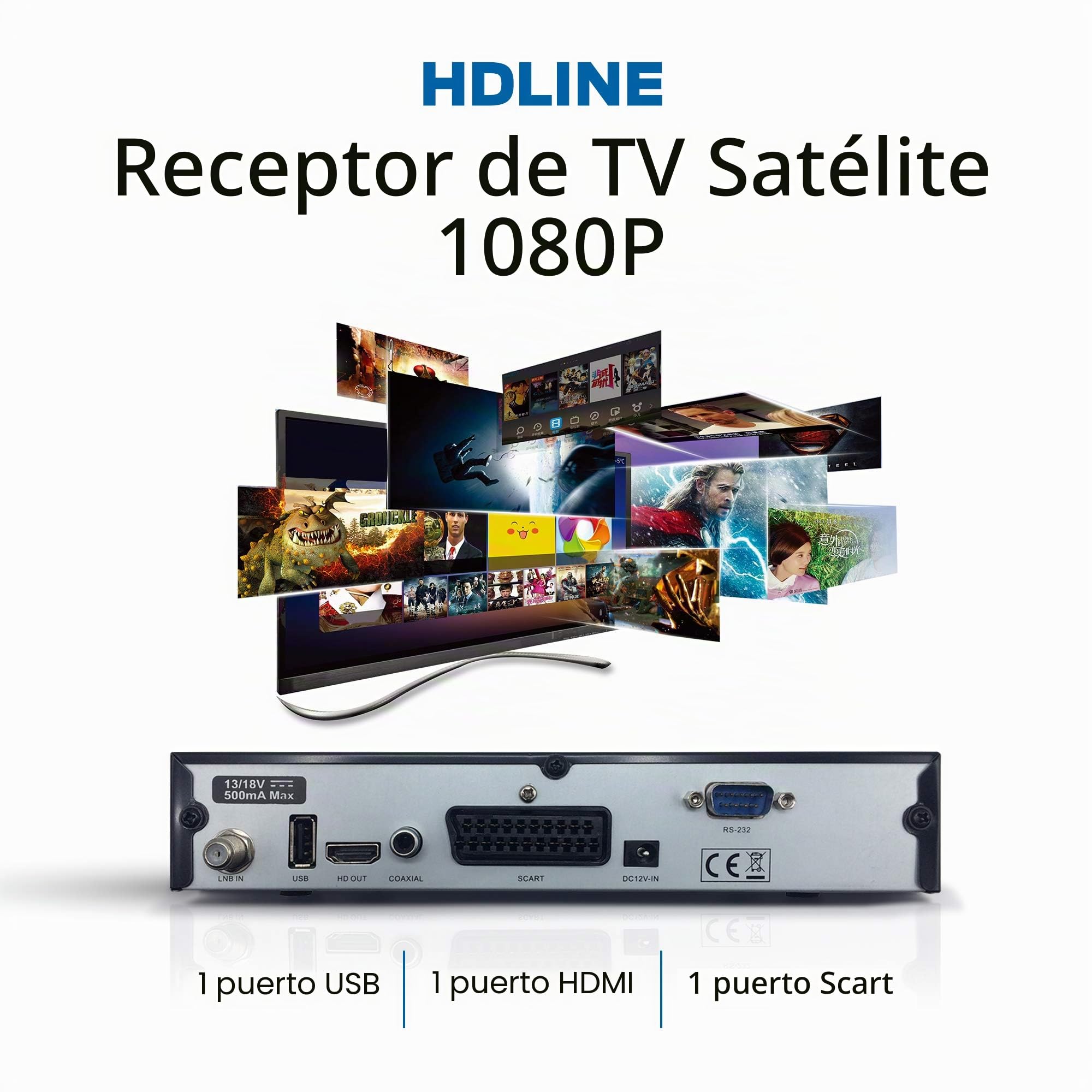 HD-Line Receptor HDMI Satélite Digital DVB S2 para Canales Alemanes