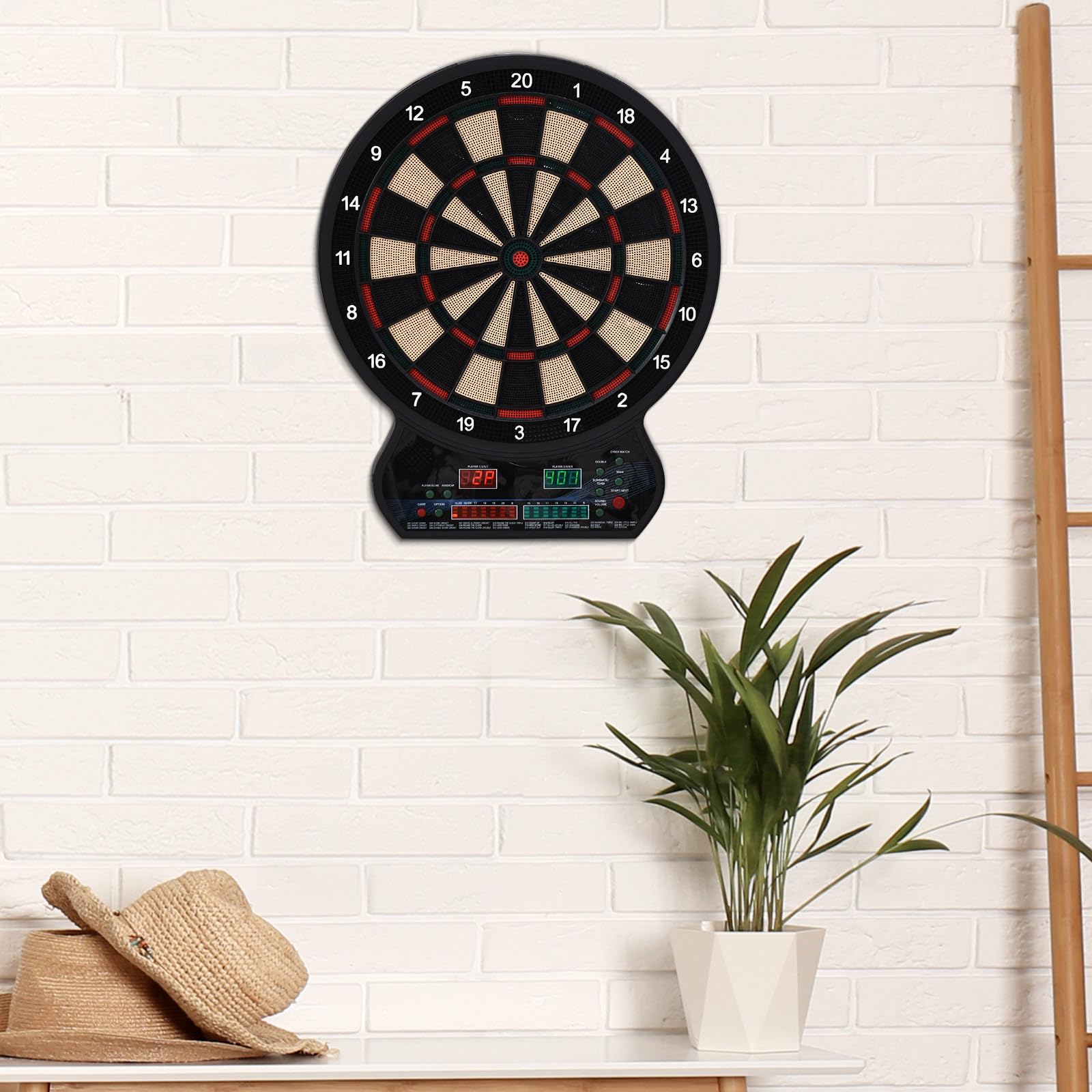 HOMCOM Target - Set di freccette elettroniche con 27 giochi principali fino a 8 giocatori LED Display Nero