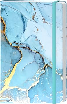 A5 Hardcover Lined Journal Notebook, 160 Pages Blue Marble