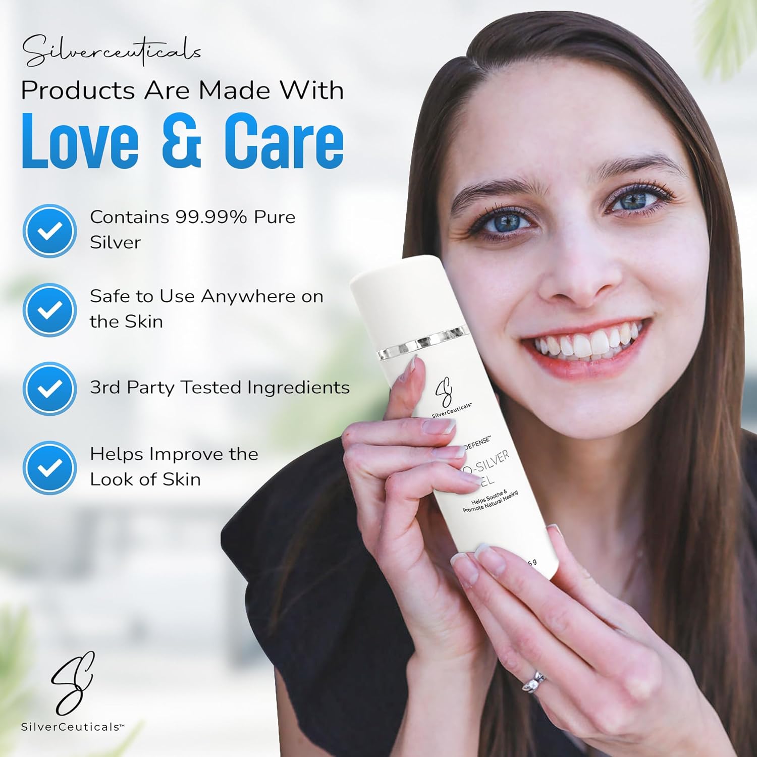 Cosmetic Gel with Nano Colloidal Silver - Promotes Natural Healing - Repair Cuts Scrapes Blemishes - Soothe & Hydrate - Skin Firming - Non-Greasy Water-Based Formula - No Harsh Chemicals - 3.4oz