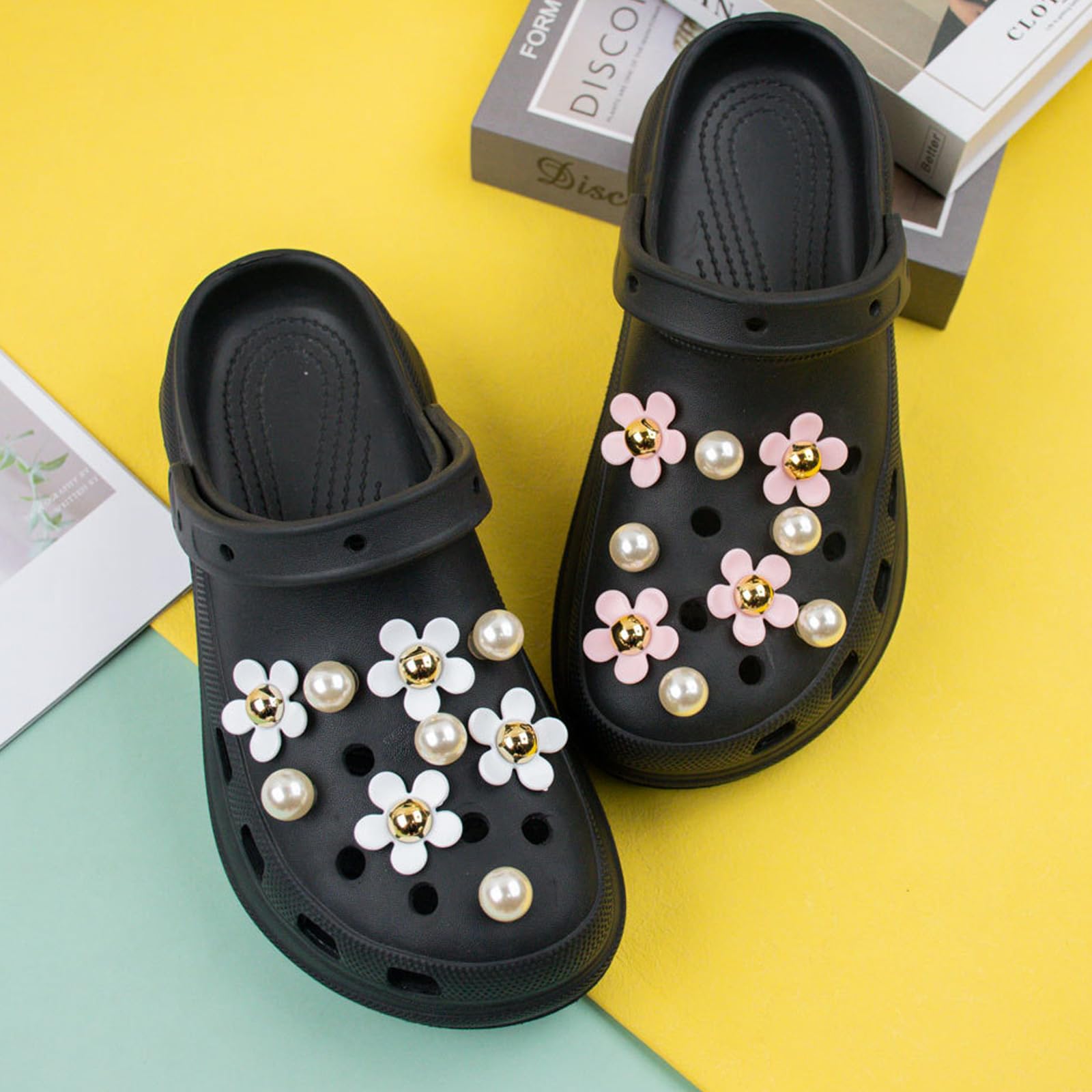 Charms Crocs Fleurs Bijoux de Chaussures Pins Crocs Fleurs Chaussure Bijoux avec Boutons Fleur Fleur Chaussure Charme Avec Boutons pour Femmes Sabots Sandales Pantoufles 36 Pièces