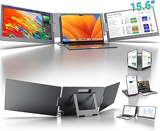 KYY Laptop Screen Extender, 15.6" Monitor Extender with Type-C Plug&Play, 1080P FHD Portable Triple Monitor for Laptop with Alloy Dual Display fit 13"-17", Portable Extended Screen for Mac/Wins/Chrome
