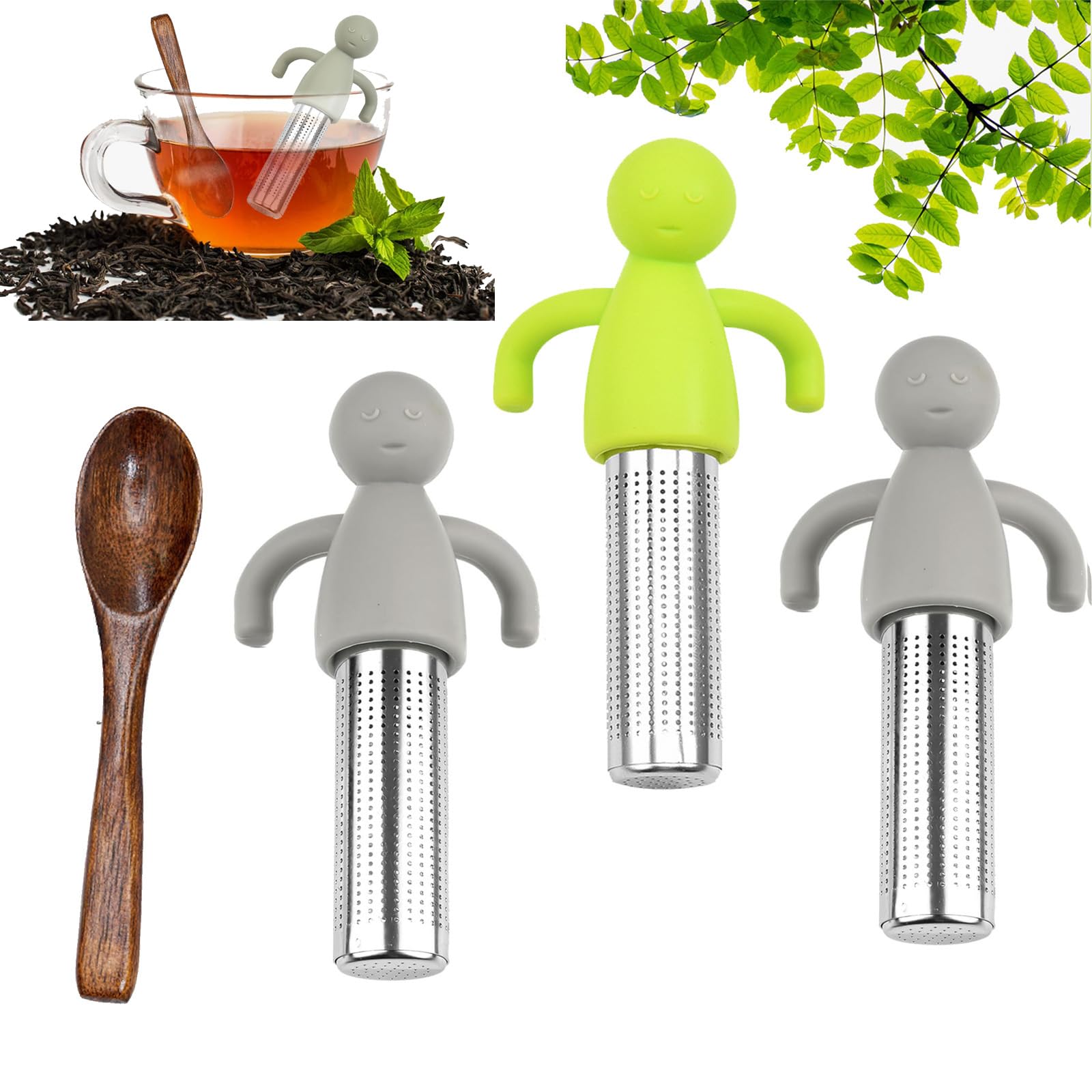 GDJIAJT Teesieb 2er Set Edelstahl - Lustige Teeeier Mit Griff 304 Edelstahl