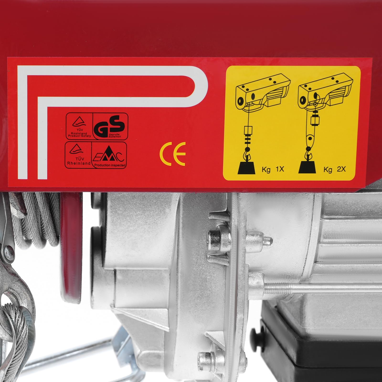Elektrische Seilwinde 600kg Seilzug Motorwinde 1200W Seilhebezug Hebezug 10m/min Flaschenzug Kettenzug mit Kabelgebundene Fernbedienung