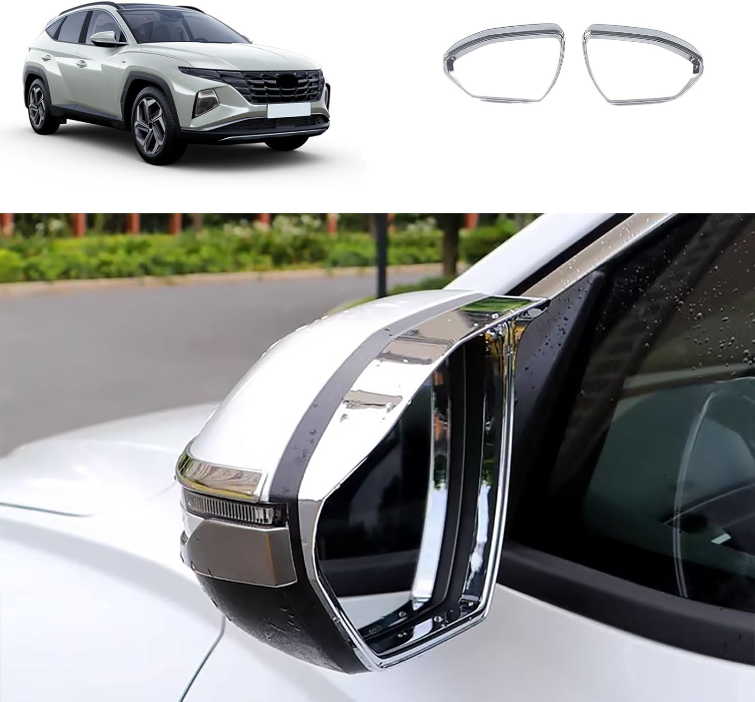 Car Side Mirror Rain Guard Compatible With Hyundai Tucson 2025 2024 2023 2022 Side Mirror Rain Eyebrow Exterior Car Accessories ABS 2PCS(Carbon Fiber Style)