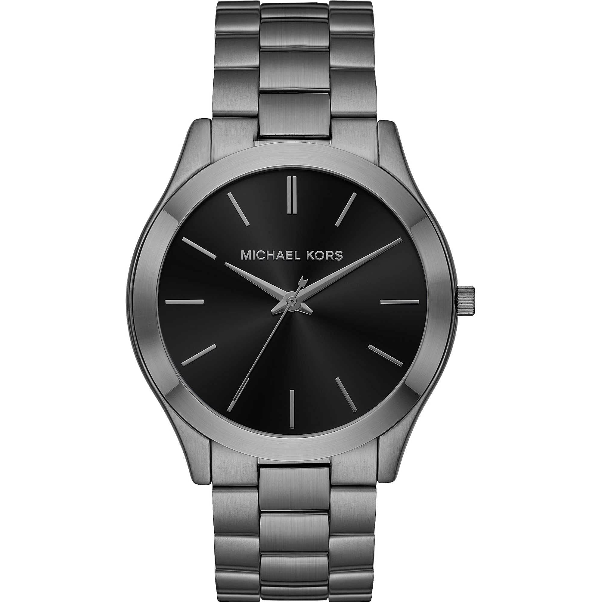 Michael Kors Gents 44.00mm Quartz Watch with Black Analogue dial and Grey Metal Bracelet Strap MK1044