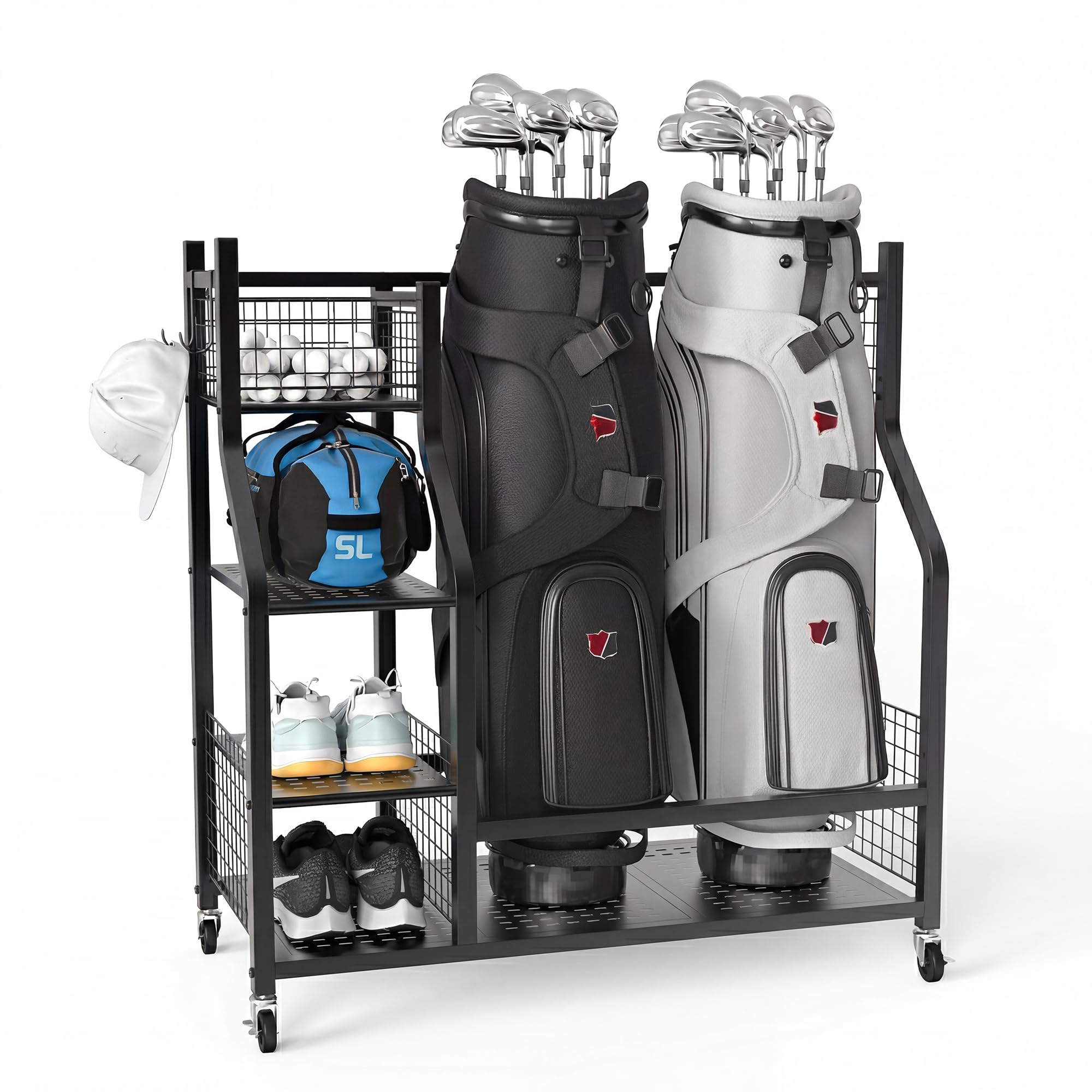PLKOW Golf Bag Storage Garage Organizer Rack